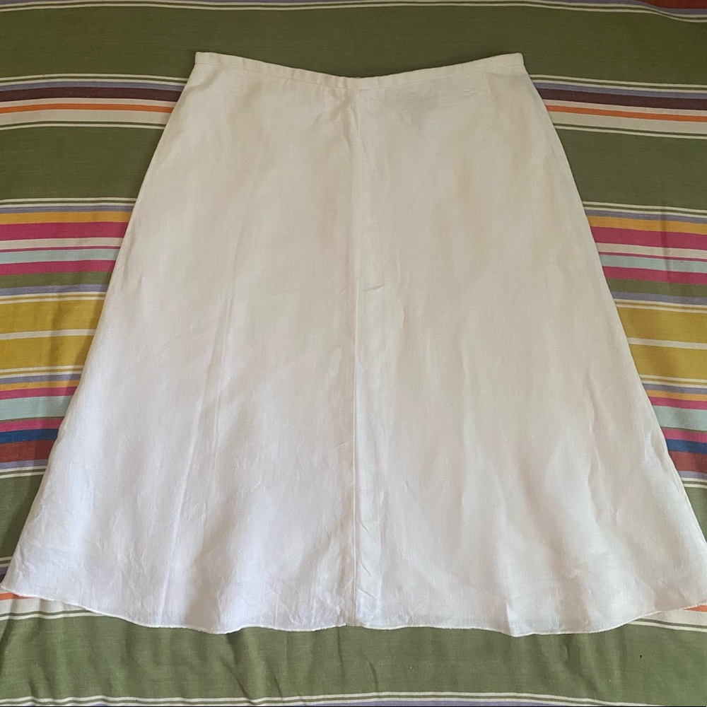 Banana Republic White Linen A-line Midi Skirt
